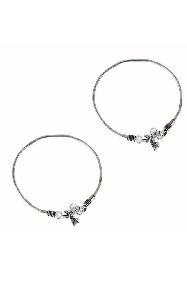 Mominos Fashion Oxidised Silver-Plated Anklets | Grab2Buy