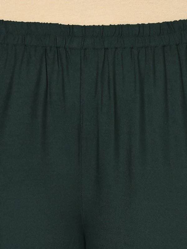 Aniyah Rayon Bottle Green Color Flared Slip-On Palazzo (AN-206K) | Grab2Buy