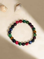Red Carnelian, Lapis Lazuli, Amethyst and Green Avanturine Multicoloured Cyrstal Beads bracelet - Ruby Raang | Grab2Buy