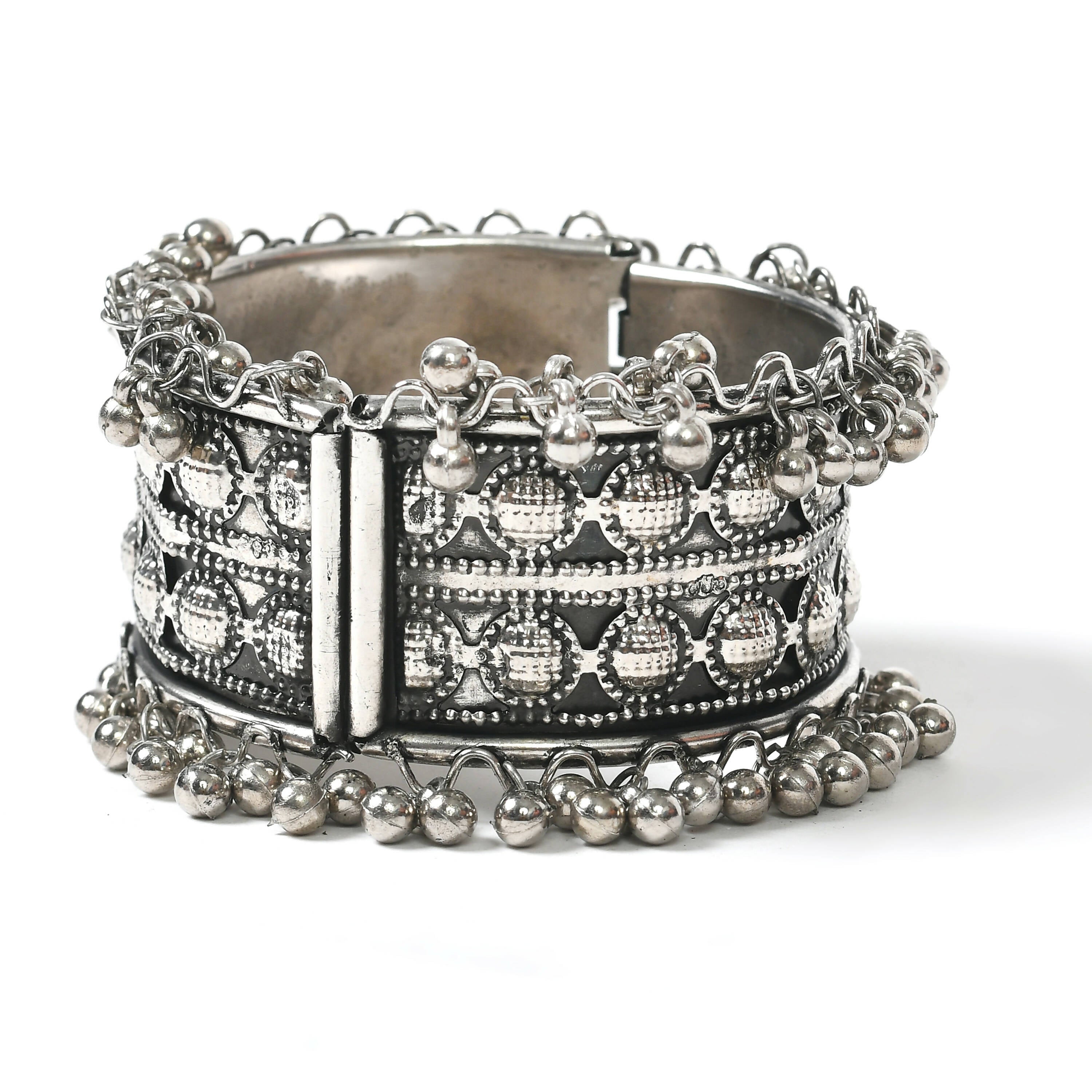 Mominos Fashion Joharkamal Oxidised Silver-Plated Ghungroo Handcraft Bracelet - Design 027 | Grab2Buy