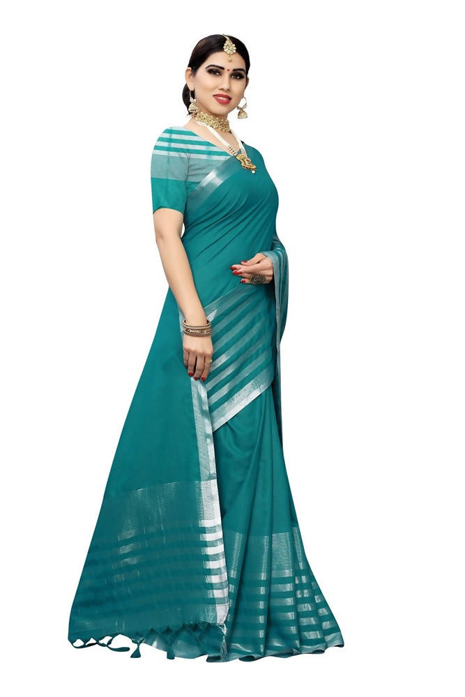 Vamika Rama Green Cotton Silk Weaving Saree (Twitter Rama) | Grab2Buy