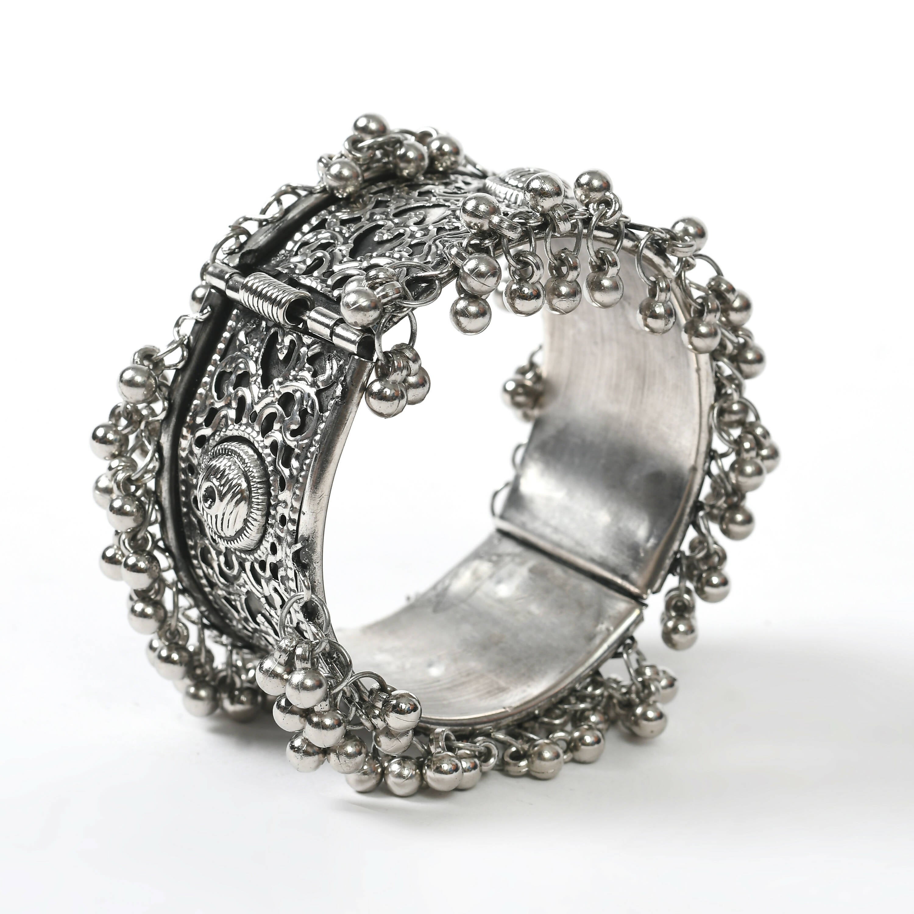 Mominos Fashion Joharkamal Oxidised Silver-Plated Ghungroo Handcraft Bracelet - Design 022 | Grab2Buy