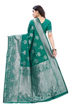 Vamika Banarasi Jacquard Weaving Rama Green Saree (AMEE RAMA) | Grab2Buy