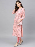 Yufta Pink and golden printed kurta with palazzo | Grab2Buy