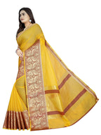 Vamika Banarasi Jaquard Yellow Weaving Saree | Grab2Buy