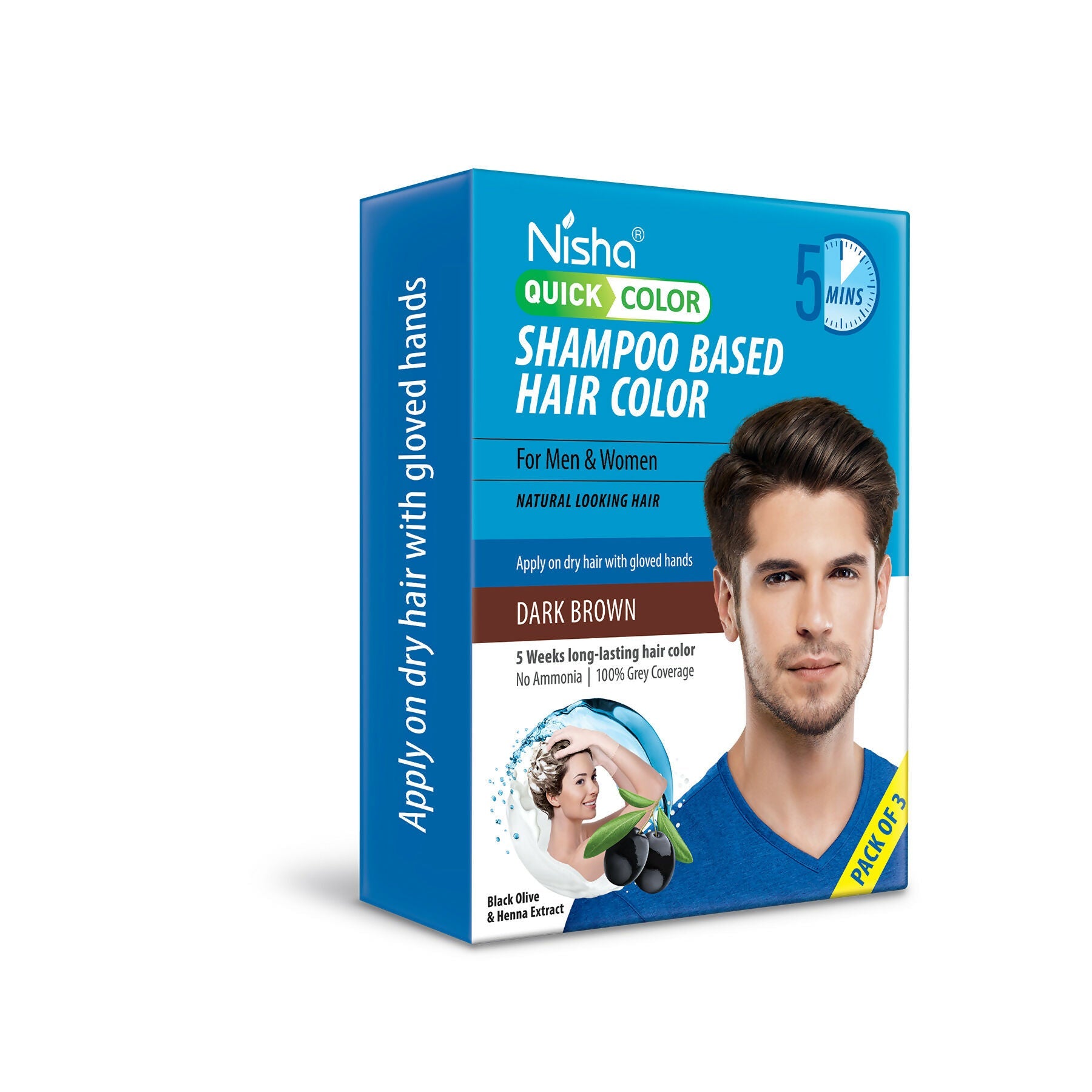 Nisha Quick Color Shampoo Hair Color,Dark Brown | Grab2Buy