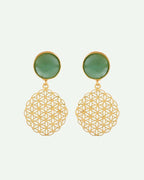 VOJ One Gram Gold-Polished Teal Colored Stone Studded Earrings | Grab2Buy