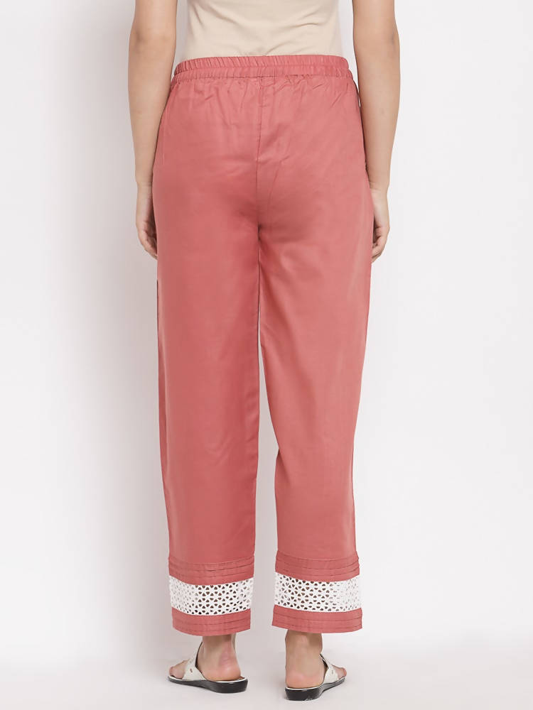 Myshka Women's Maroon Cotton Solid Casual Trouser | Grab2Buy