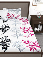 Story@home White & Pink Floral King Bedsheet with 2 Pillow Covers