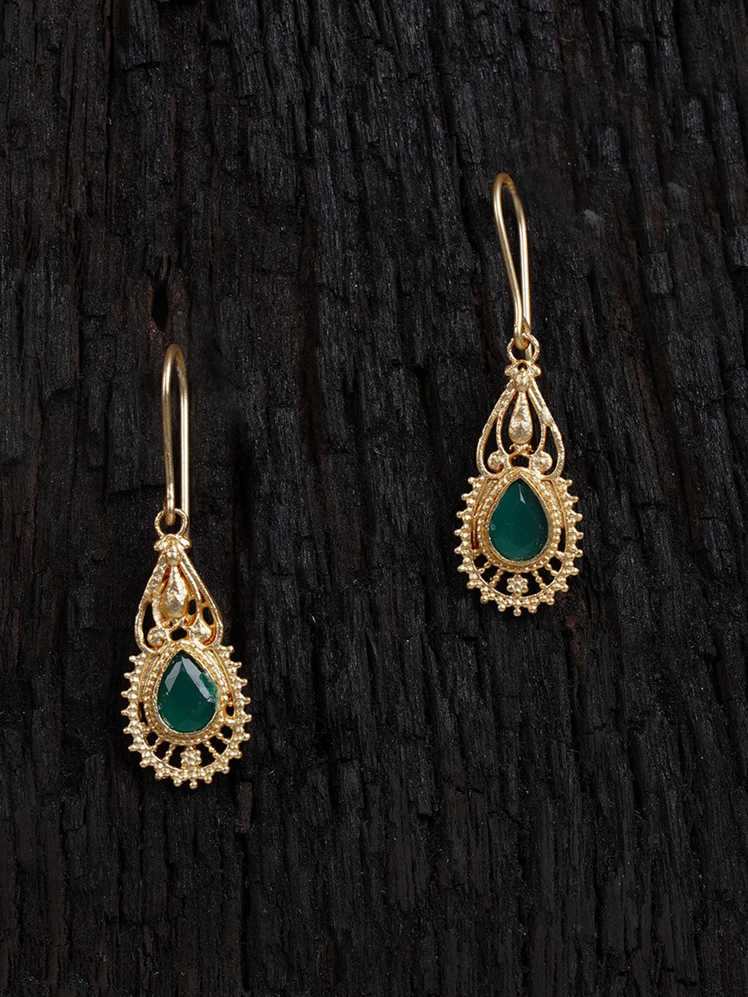 Shoshaa Green Gold-Polished Handcrafted Classic Drop Earrings | Grab2Buy