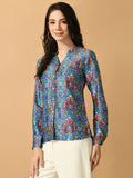 Myshka Women's Multi Satin Printed Smart Shirt | Grab2Buy