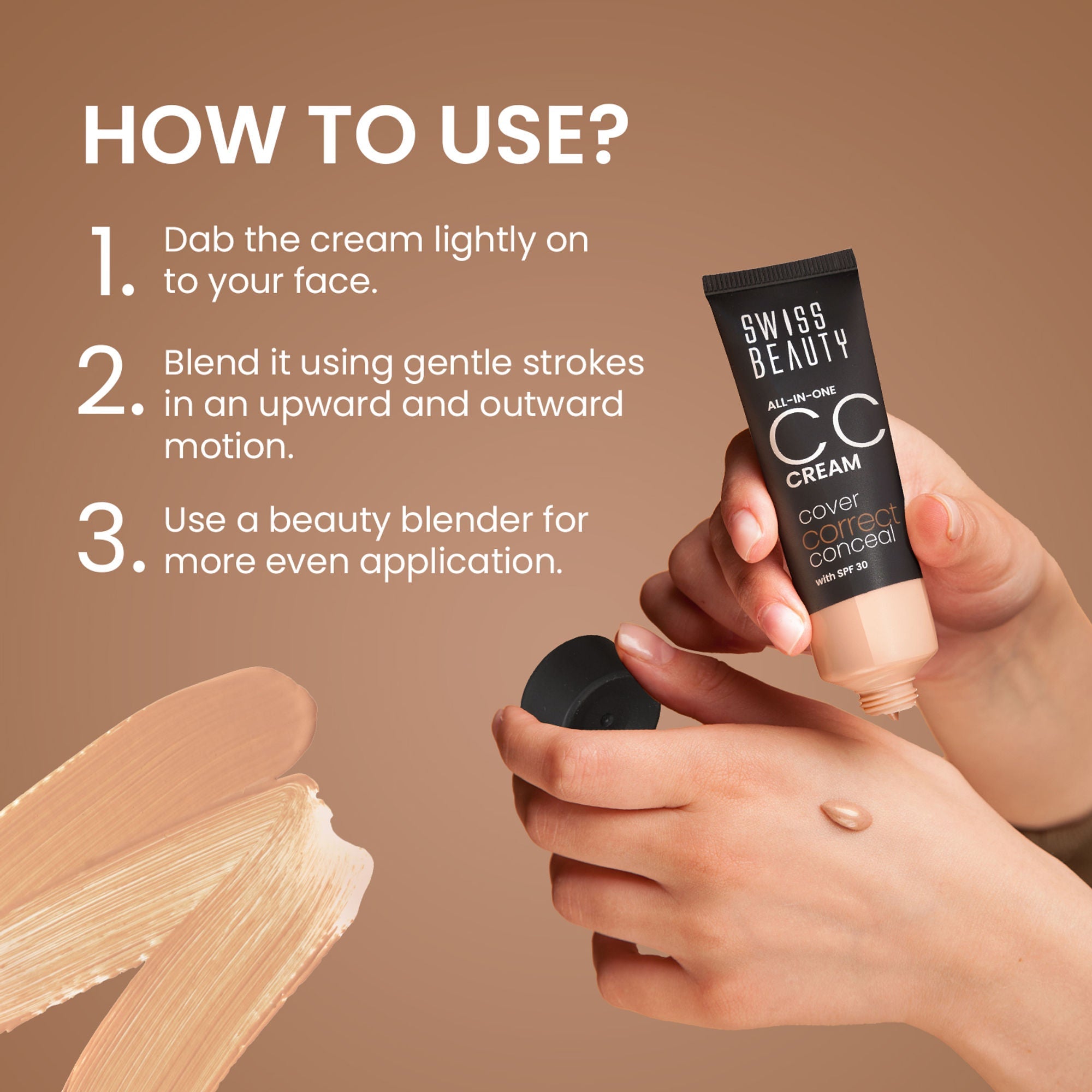 Swiss Beauty All-In-One CC Cream Cover Correct & Conceal - 02 Soft Ivory