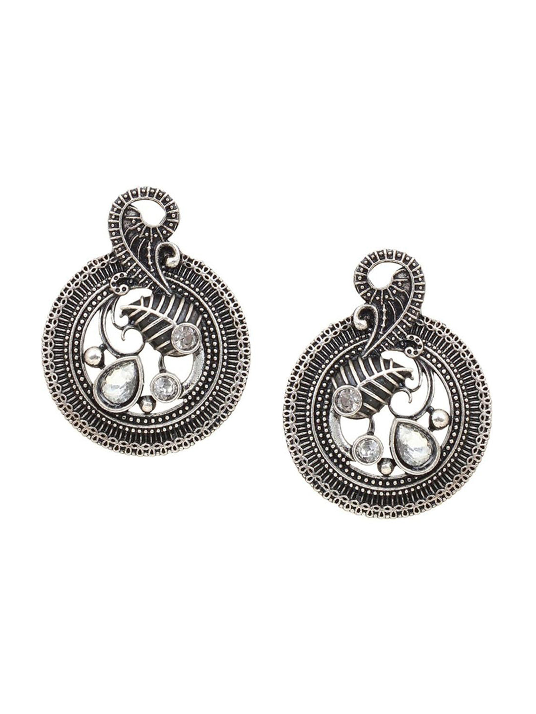 Cardinal Silver-Toned Black Colored Oxidized Choker Jewellery Set | Grab2Buy