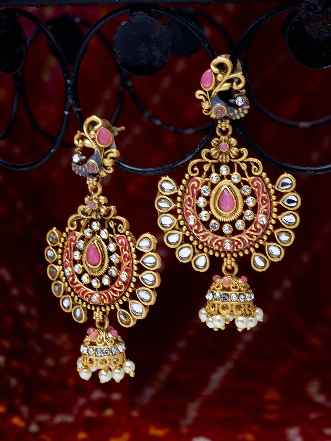 Shining Diva Gold-Toned Dome Shaped Jhumkas | Grab2Buy