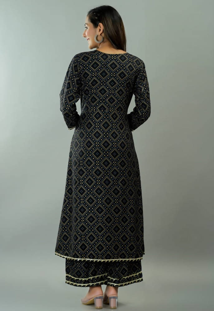 Vamika Black Lace Work Rayon Party And Casual Wear Kurta Set | Grab2Buy