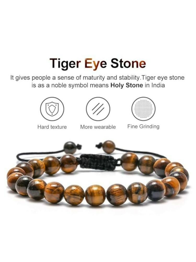 NVR Natural Tiger Eye Mens Adjustable Bracelet | Grab2Buy