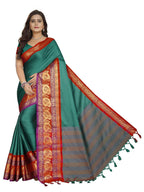 Vamika Banarasi Silk Rama Green Weaving Saree | Grab2Buy