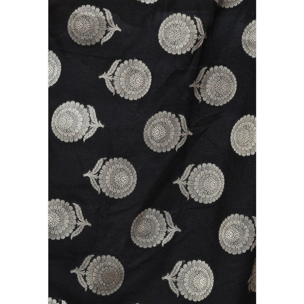 A R Silk Women's Zari Embroidery Vanarsi Silk Black Chunni | Grab2Buy