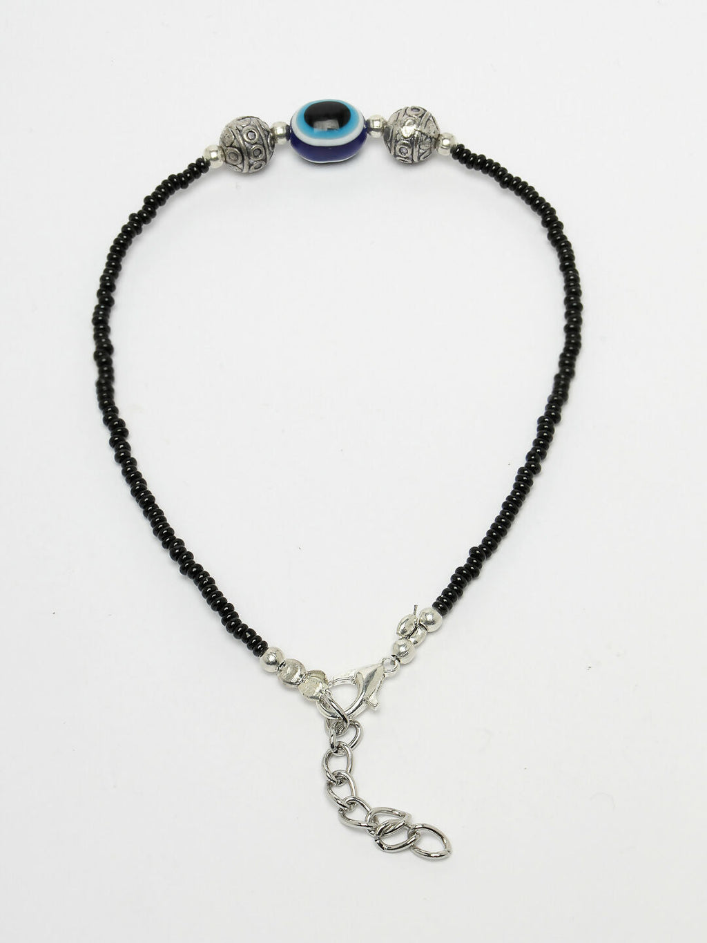 NVR Women Set of 2 Brass-Plated Stone-Studded & Evil Eye Beaded Anklet | Grab2Buy
