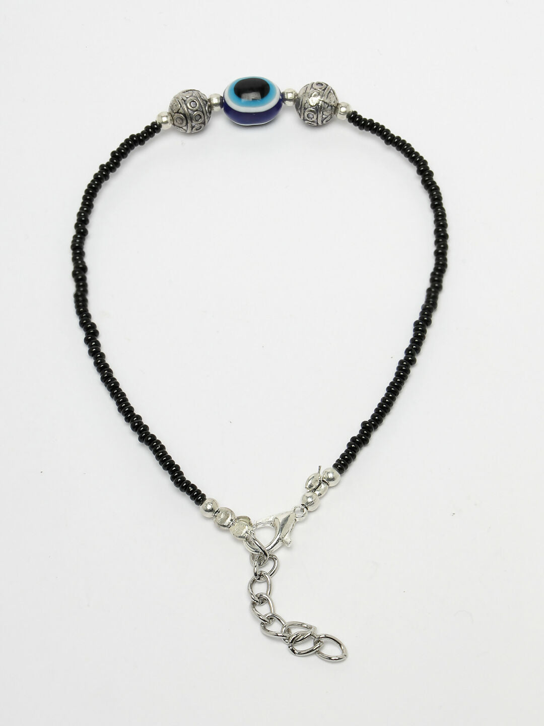 NVR Women Set of 2 Brass-Plated Stone-Studded & Evil Eye Beaded Anklet | Grab2Buy