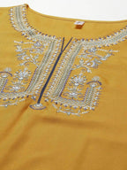Yufta Women Yellow Floral Embroidered Regular Kurta with Palazzo & With Dupatta | Grab2Buy