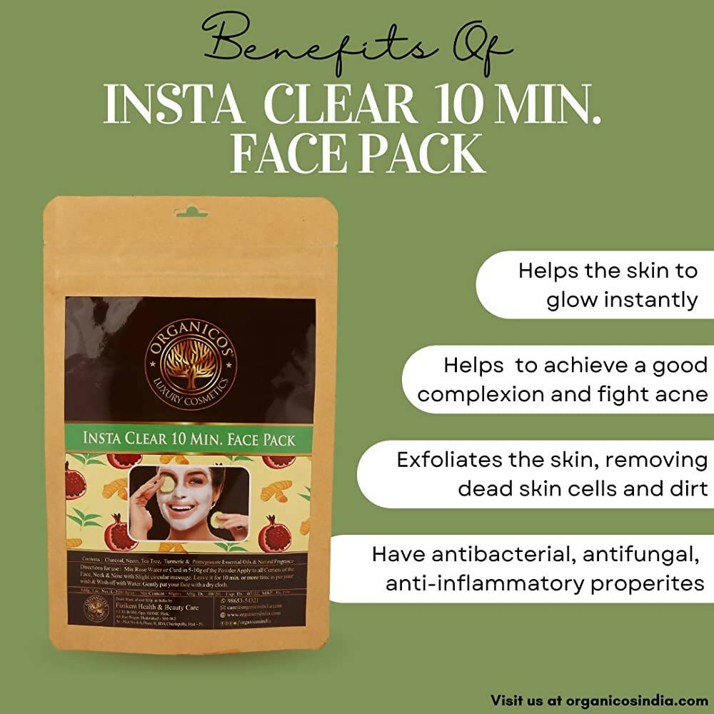 Organicos Insta Clear 10 Min Face Pack | Grab2Buy