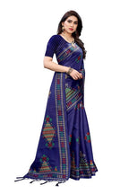 Vamika Navy Kalamkari Print With Jhalar Khadi Silk Saree (KITE NAVY) | Grab2Buy