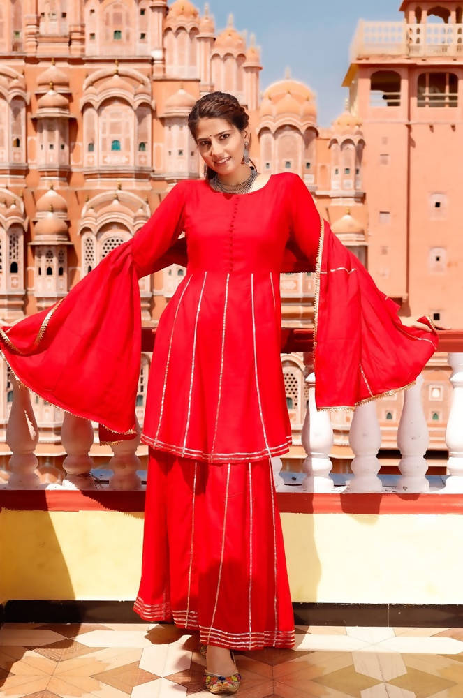 Cheera Kurta Sharara Dupatta set | Grab2Buy