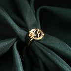 AanyaCentric Gold-Polished Jewelry Combo: Elegant Short Mangalsutra, Finger Ring, and American Diamond Earrings Set | Grab2Buy