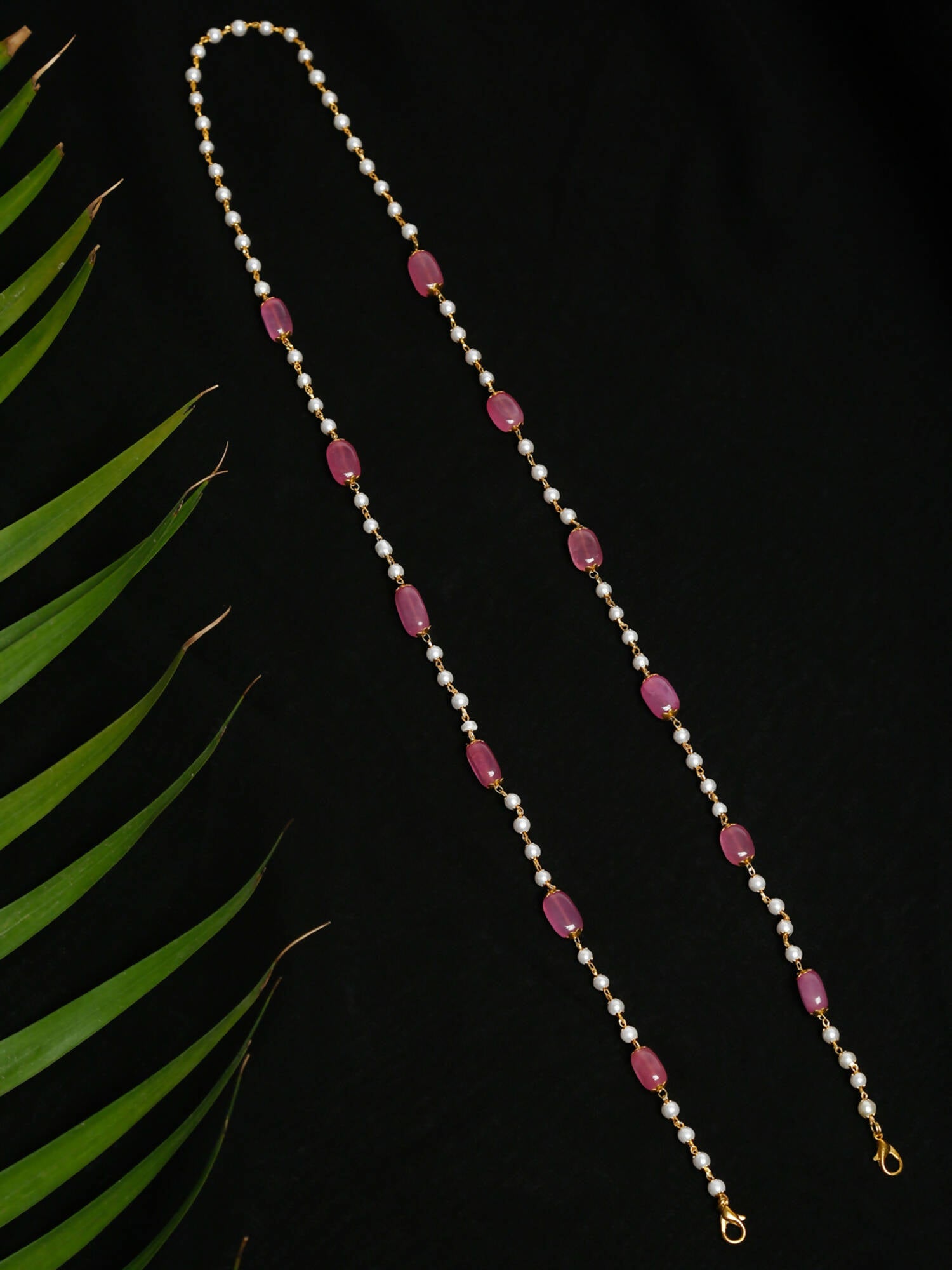 Stone And Gold-Polished Mask Chain - Ruby Raang | Grab2Buy