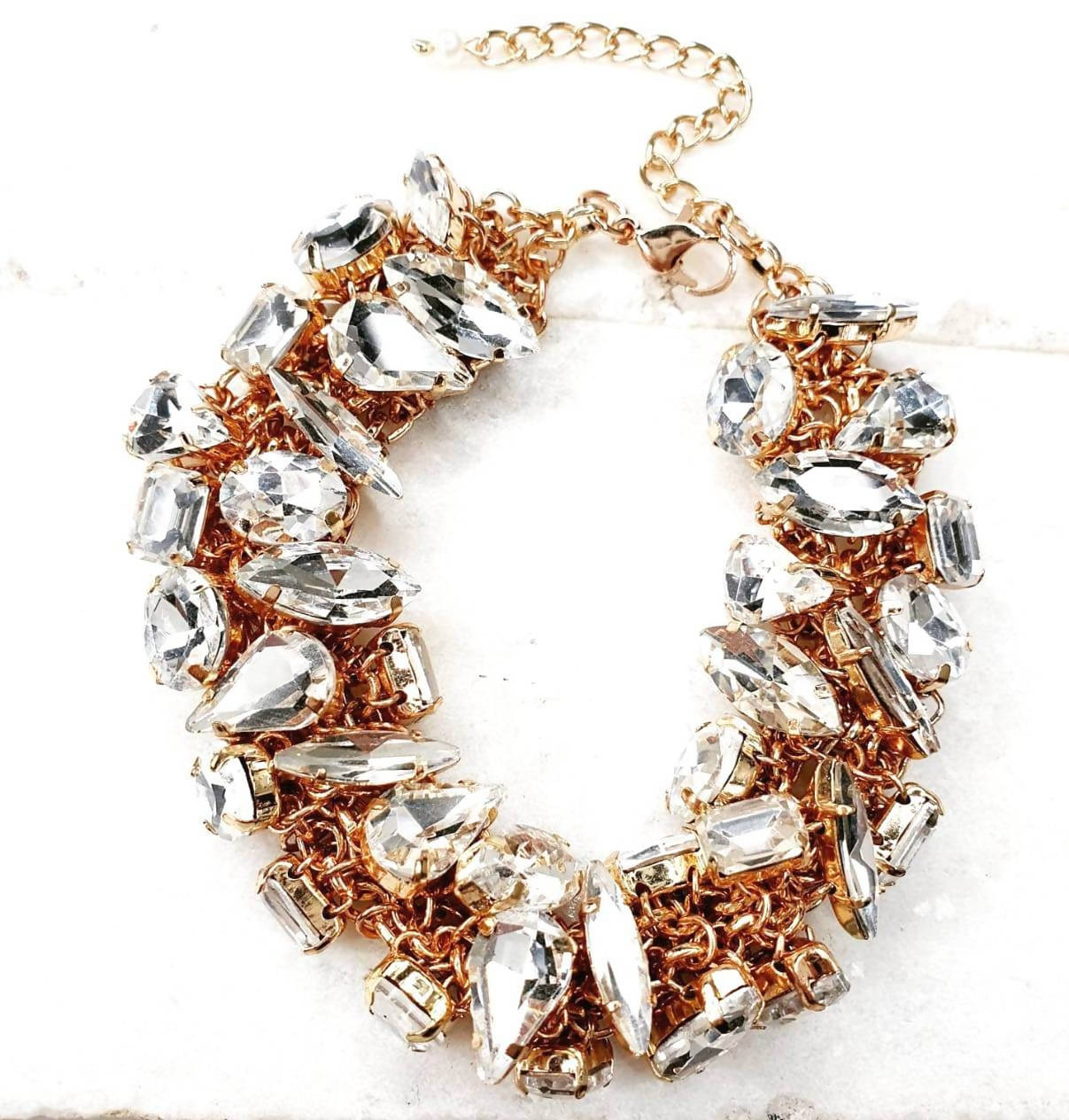 Bling Accessories Rhine Stone Glass Statement Crystal Bracelet | Grab2Buy