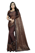 Vamika Brown Lycra Designer Beautiful Saree | Grab2Buy