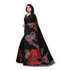 Vamika Printed Jute Silk Black Saree (Leo Black) | Grab2Buy