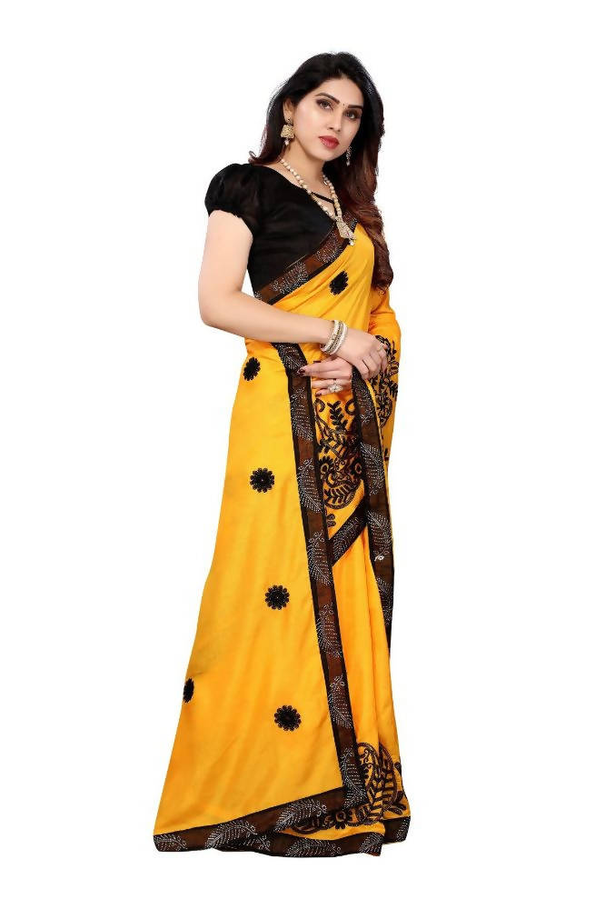 Vamika Yellow Dola Silk Embroidery Saree | Grab2Buy