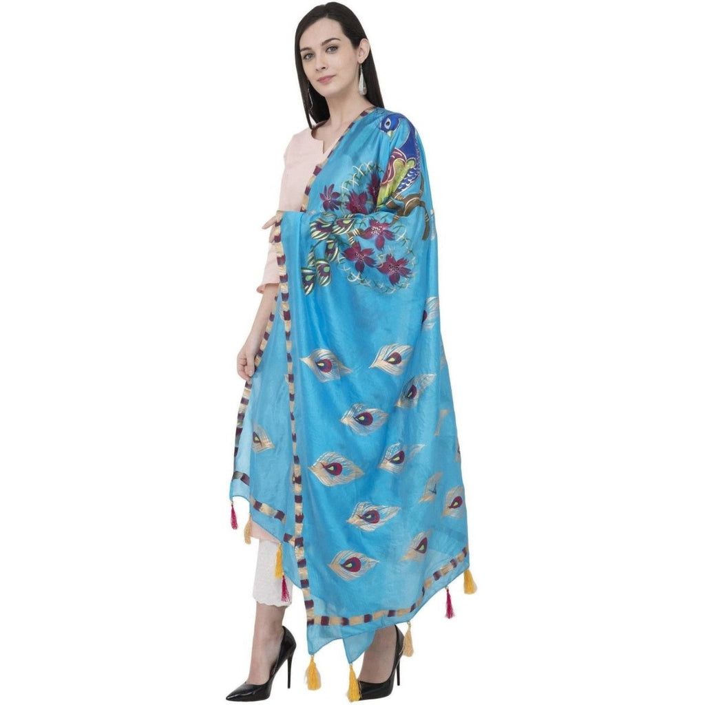A R Silk Silk Peacock Multi Fancy Dupatta Color Firozi Dupatta or Chunni | Grab2Buy