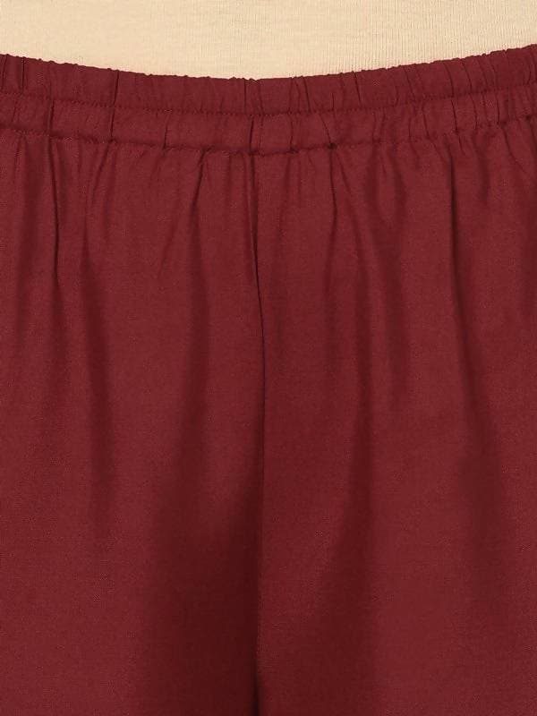 Aniyah Rayon Maroon Color Block Print Flared Slip-On Palazzo (AN-213K) | Grab2Buy