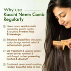 Ivory Natural Dual Tooth Kacchi Neem Comb Infused With Organic Oil For Gentle Detangling And Straightning Hair