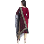 A R Silk Women's Gotta Patti Embroidery Orgenza Cotton Black Dupattas and Chunnis | Grab2Buy