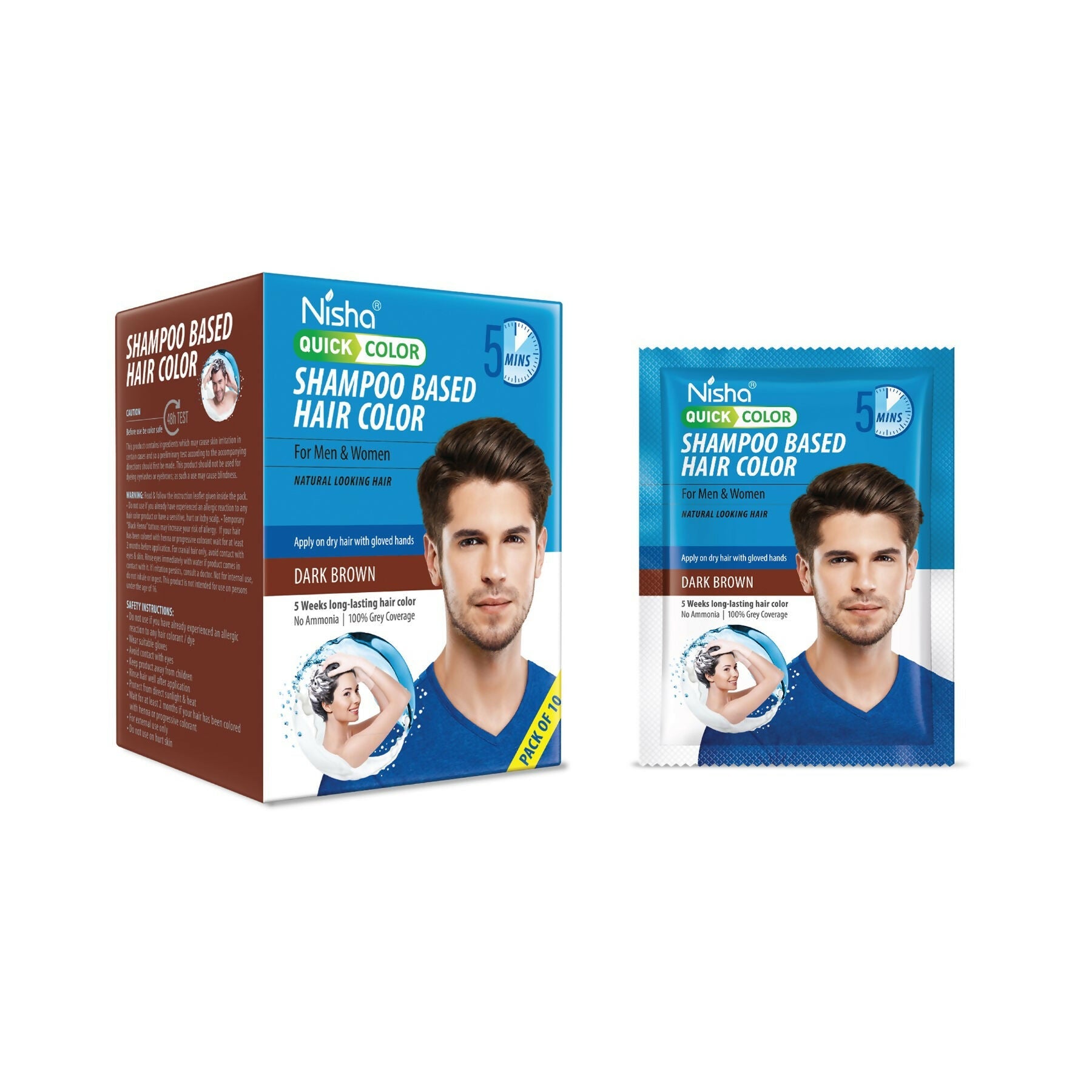 Nisha Quick Color Shampoo Hair Color,Dark Brown | Grab2Buy