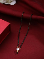 NVR Women's Set of 3 Gold-Polished CZ Stone-Studded & Beaded Mangalsutra
