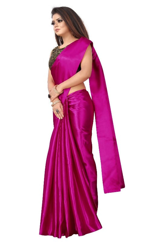 Vamika Pink Satin Designer Saree (PAVITRA RANI) | Grab2Buy