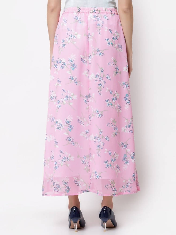 Myshka Pink Color Georgette Printed Skirt | Grab2Buy