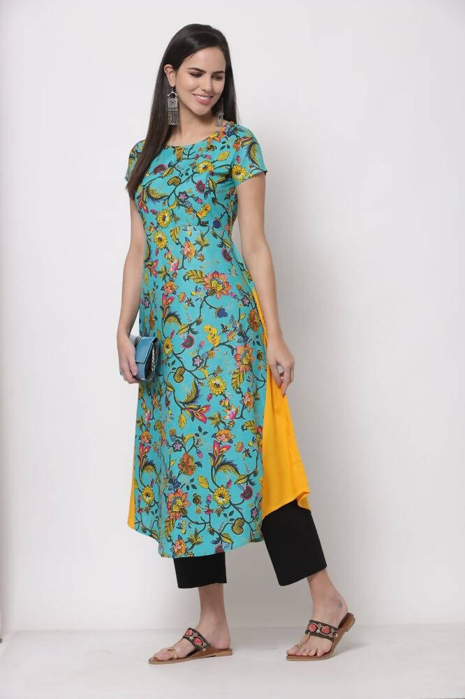 Myshka Women's Cotton Printed Half Sleeve Round Neck Multicolor Dress | Grab2Buy