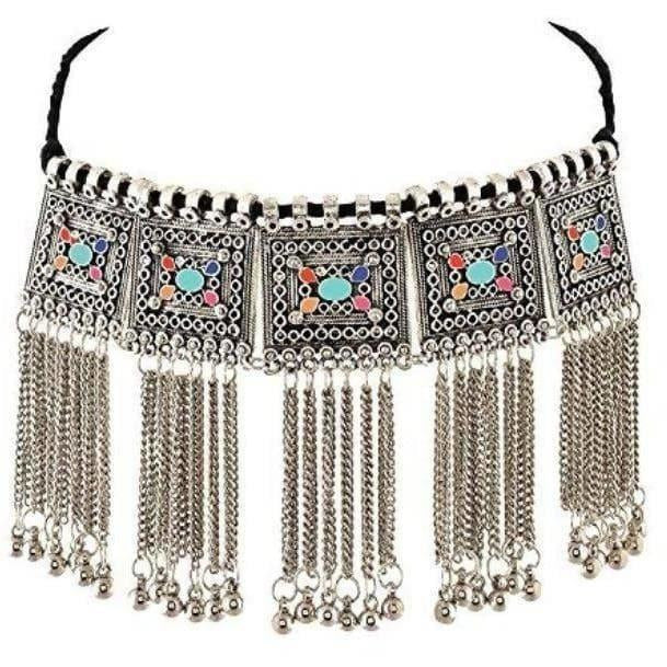 MS Fashion India Latest Design Oxidized Silver Necklace For Women - Multi Color | Grab2Buy