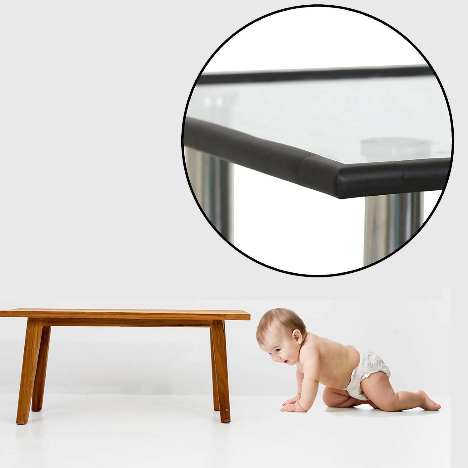 Safe-O-Kid Unique High Density L-Shaped 2 Mtr Long 4 Large Edge Guard With 16 Corner Cushions - Black | Grab2Buy