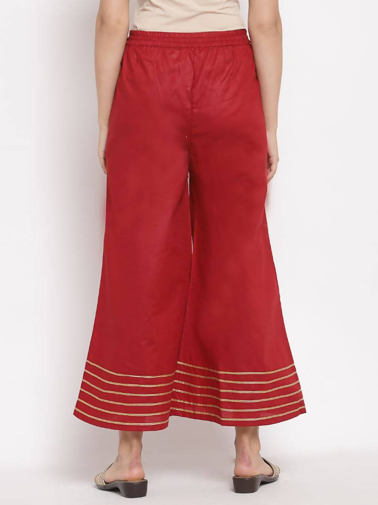 Myshka Women's Maroom Cotton Solid Casual Palazzo | Grab2Buy