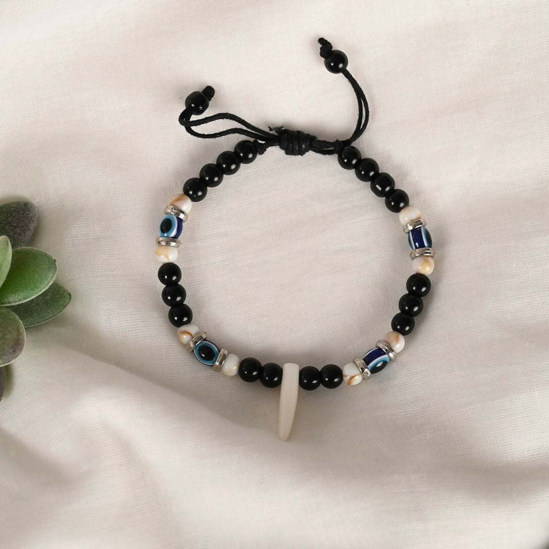 NVR Men & Women Pearl Evil Eye Adjustable Bracelet | Grab2Buy