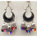 MS Fashion India Black Enamel Chandbali Triple Jhumka Earrings | Grab2Buy