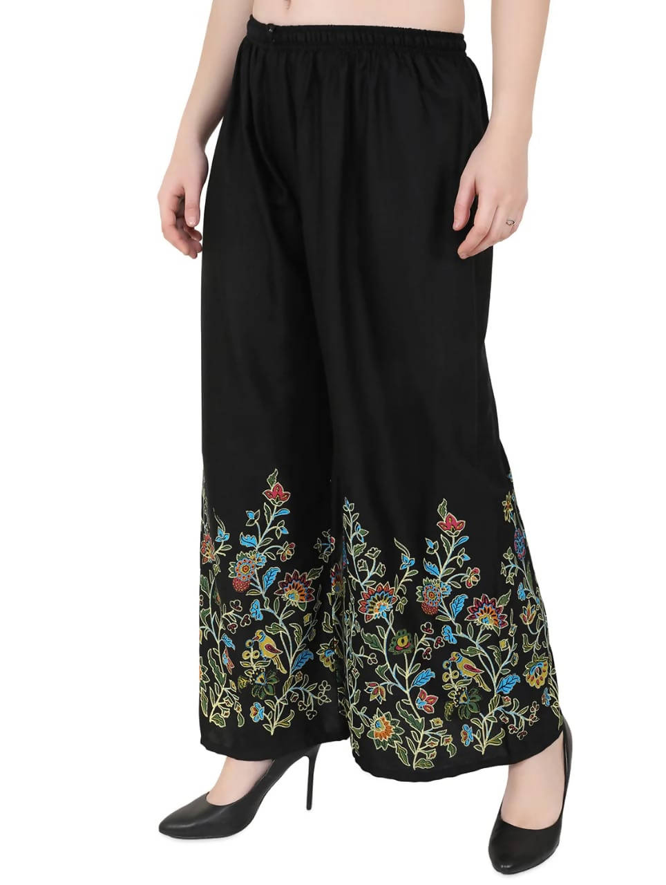 Mominos Fashion Black Floral Design Palazzo | Grab2Buy