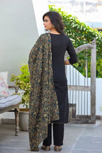 Yufta Women Black Patch Work Kurta with Palazzo & Dupatta | Grab2Buy